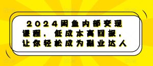 2024闲鱼内部变现课程,低成本高回报,让你轻松成为副业达人-网赚资源网
