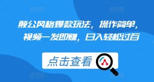 颠公风格爆款玩法,操作简单,视频一发即赚,日入轻松过百【揭秘】-网赚资源网