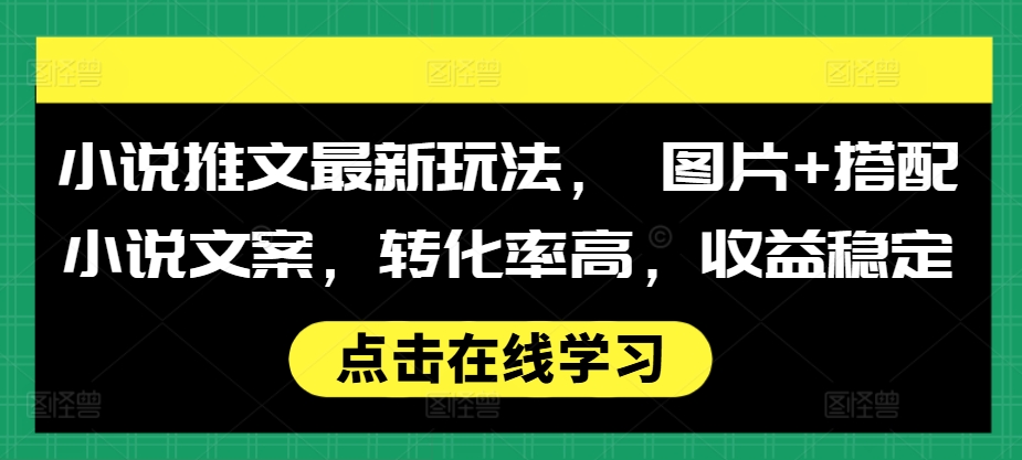 小说推文最新玩法， 图片+搭配小说文案，转化率高，收益稳定 - 网赚资源网-网赚资源网