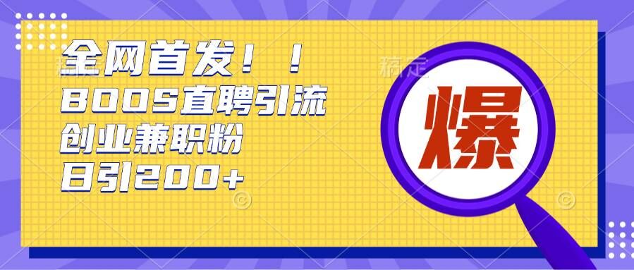 通过Boss直聘，每天轻松钓到200+多条创业大鱼的秘籍【揭秘】 - 网赚资源网-网赚资源网