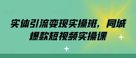 实体引流变现实操班，同城爆款短视频实操课 - 网赚资源网-网赚资源网