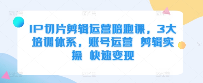 IP切片剪辑运营陪跑课，3大培训体系，账号运营 剪辑实操 快速变现 - 网赚资源网-网赚资源网