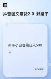 抖音图文带货野路子2.0玩法,暴力起号,单日收益多张,小白也可轻松上手【揭秘】-网赚资源网