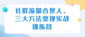 社群流量合伙人，三大方法变现实战训练营-网赚资源网