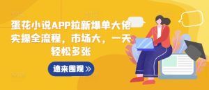 蛋花小说APP拉新爆单大佬实操全流程,市场大,一天轻松多张-网赚资源网
