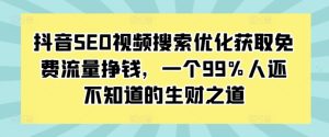 抖音SEO视频搜索优化获取免费流量挣钱,一个99%人还不知道的生财之道-网赚资源网
