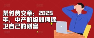 某付费文章:2025年,中产阶级如何保卫自己的财富-网赚资源网
