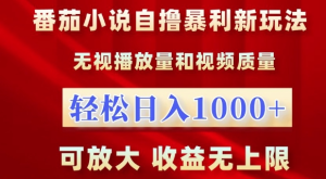 番茄小说自撸暴利新玩法,无视播放量,轻松日入1k,可放大,收益无上限【揭秘】-网赚资源网