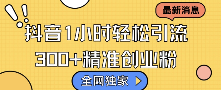 全网独家抖音引流，轻松日引300+精准创业粉【揭秘】 - 网赚资源网-网赚资源网