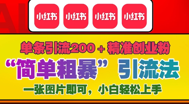 12月底小红书”简单粗暴“引流法，单条引流200+精准创业粉 - 网赚资源网-网赚资源网