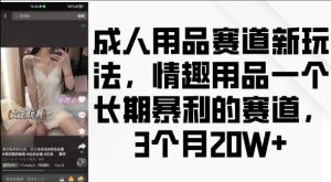 成人用品赛道新玩法，情趣用品一个长期暴利的赛道，3个月收益20个【揭秘】-网赚资源网