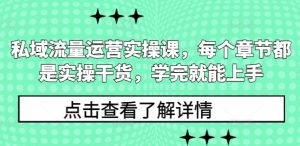 私域流量运营实操课,每个章节都是实操干货,学完就能上手-网赚资源网