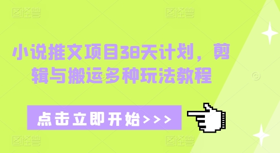 小说推文项目38天计划，剪辑与搬运多种玩法教程 - 网赚资源网-网赚资源网