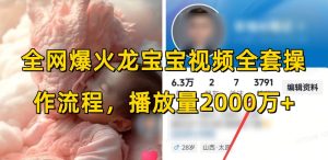 全网爆火龙宝宝视频全套操作流程,播放量2000万+-网赚资源网
