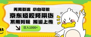 无需引流，小白可做，京东短现频带货，不用剪辑，搬运上传，日入1k【揭秘】-网赚资源网