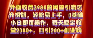 外面收费3980的闲鱼引流法，轻松易上手,0基础小白即可操作，日引200+创业粉的保姆级教程【揭秘】-网赚资源网