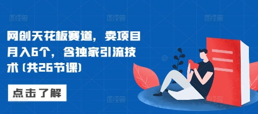 网创天花板赛道，卖项目月入6个，含独家引流技术(共26节课) - 网赚资源网-网赚资源网