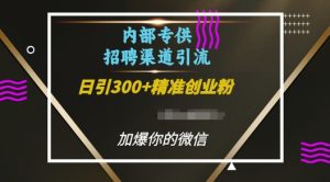 内部招聘渠道日引流300+创业粉,加爆你的微信【揭秘】-网赚资源网