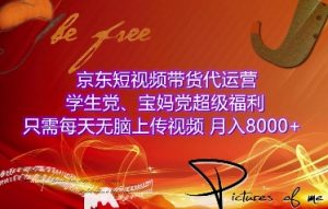 京东短视频带货代运营,学生党、宝妈党超级福利,只需每天无脑上传视频,月入8000+【仅揭秘】-网赚资源网