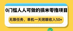 0门槛人人可做的搞米零撸项目，无限任务，单机一天闭眼收入50+-网赚资源网