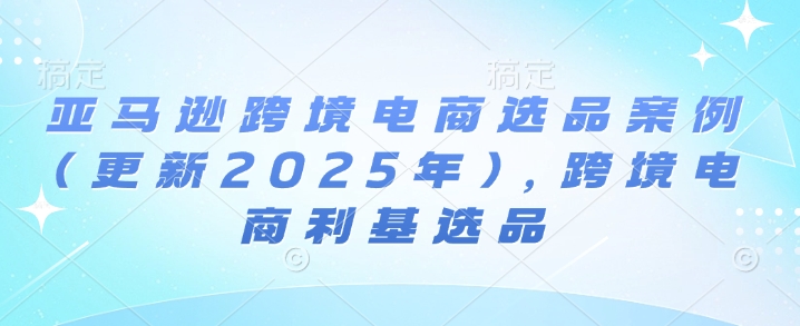 亚马逊跨境电商选品案例(更新2025年)，跨境电商利基选品 - 网赚资源网-网赚资源网