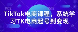 TikTok电商课程,系统学习TK电商起号到变现-网赚资源网