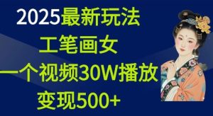 2025最新玩法,工笔画美女,一个视频30万播放变现500+-网赚资源网