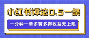 小红书留言评论,0.5元1条,一分钟一单,多劳多得,收益无上限-网赚资源网