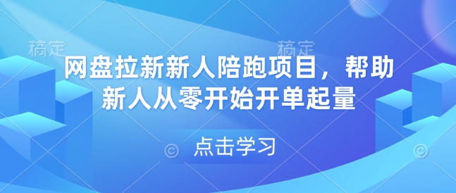 网盘拉新新人陪跑项目，帮助新人从零开始开单起量-网赚资源网