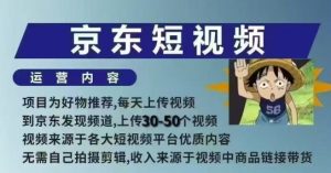 京东短视频带货课，无需自己拍摄剪辑，保姆式教学，两天快速上手-网赚资源网