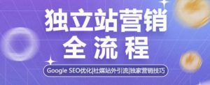 独立站营销全流程,Google SEO优化,社媒站外引流,独家营销技巧-网赚资源网