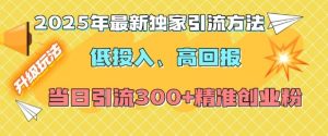 2025年最新独家引流方法,低投入高回报?当日引流300+精准创业粉-网赚资源网