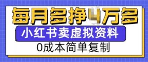 小红书虚拟资料项目,0成本简单复制,每个月多挣1W【揭秘】-网赚资源网