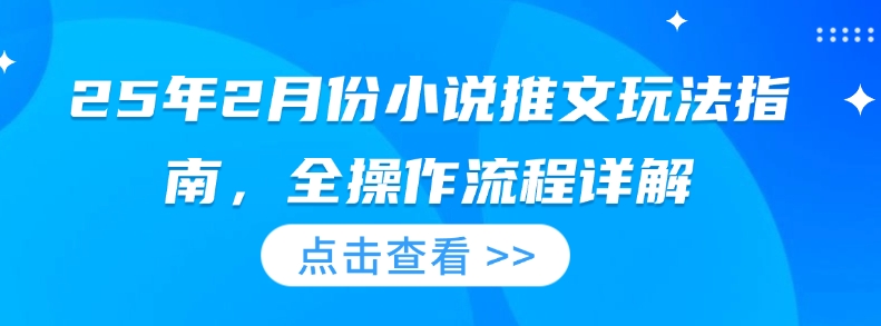 25年2月份小说推文玩法指南，全操作流程详解 - 网赚资源网-网赚资源网