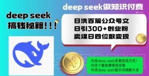 Deepseek做知识付费日洗百篇公众号文日引300+创业粉,卖课日四位数变现保姆级教程!-网赚资源网