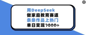 用DeepSeek做家庭教育赛道,条条作品上热门,单日变现多张-网赚资源网
