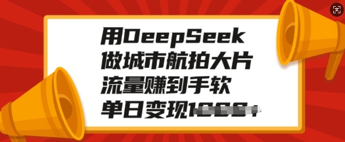 用DeepSeek做城市航拍大片，流量赚到手软，单日变现多张 - 网赚资源网-网赚资源网