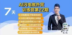 AI闪电做外贸训练营第22期：Al快速选品+小白1小时完成独立站搭建+10分钟获取200个客户等-网赚资源网