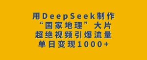 用DeepSeek制作“国家地理”大片,超绝视频引爆流量,单日变现多张-网赚资源网