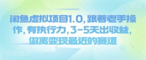 闲鱼虚拟项目1.0,跟着老手操作,有执行力,3-5天出收益,做离变现最近的赛道-网赚资源网
