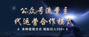 公众号流量主代运营  多种变现方式 轻松日入5张【揭秘】-网赚资源网
