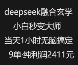 抖音小红书deepseek融合玄学,纯小白秒变大师,当天1小时无脑搞定9单,纯利润上千-网赚资源网