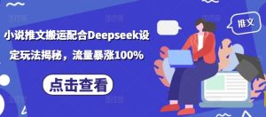 小说推文搬运配合Deepseek设定玩法揭秘，流量暴涨100%-网赚资源网