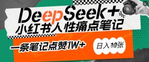 AI赋能小红书爆款秘籍：用DeepSeek轻松抓人性痛点，小白也能写出点赞破万的吸金笔记，日入多张-网赚资源网