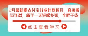 2月最新撸支付宝分成计划项目，直接搬运连怼，新手一天轻松多张，全程干货-网赚资源网
