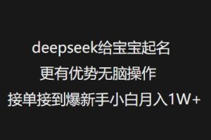 deepseek给宝宝起名更有优势无脑操作接单接到爆新手小白月入1W+-网赚资源网