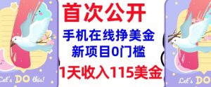 在线挣美金新项目，0门槛，1天收入115美刀，无脑操作，真正被动收入-网赚资源网