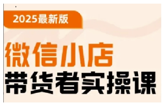 2025最新版微信小店带货者实操课，基础操作到高级运营技巧，快速上手 - 网赚资源网-网赚资源网