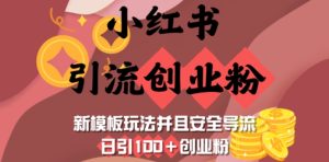 小红书引流创业粉,新模板玩法并且安全导流,日引100+创业粉-网赚资源网