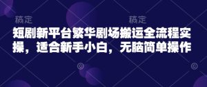 短剧新平台繁华剧场搬运全流程实操，适合新手小白，无脑简单操作-网赚资源网
